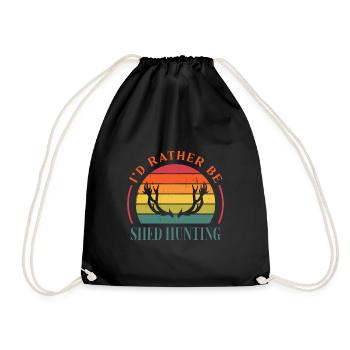 I'd Rather Be Shed Hunting Antler Hunter - Drawstring Bag - black - Front