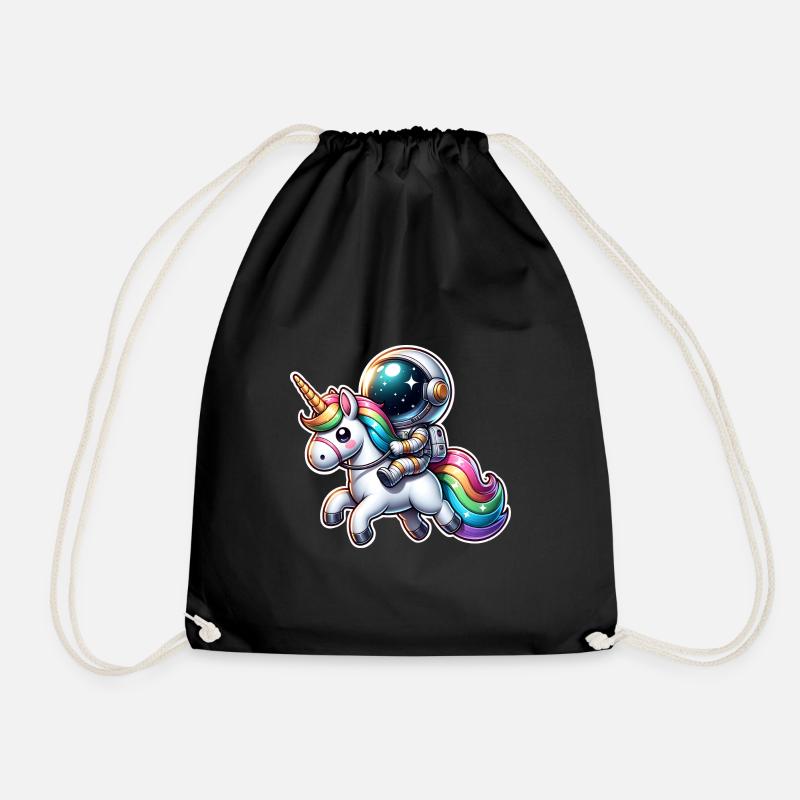 Astronaut reitet auf einem Einhorn - Turnbeutel - Schwarz