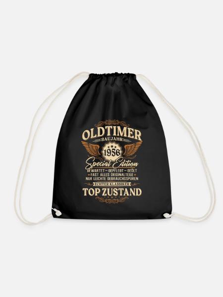 Oldtimer Baujahr 1956 Jahrgang Geburtstag Geschenk - Turnbeutel - Schwarz