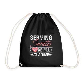 Serving Sanity One Pill At A Time Mental Health - Turnbeutel - Schwarz - Vorne