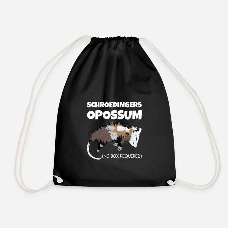 Schrödinger's Opossum (Schrödinger's cat) without box - Drawstring Bag - black