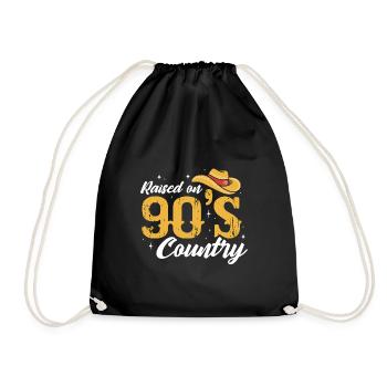 raised on 90s country Design for a raised on 90s - Drawstring Bag - black - Front