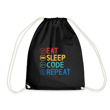 Eat Sleep Code Repeat - Turnbeutel - Schwarz - Vorne