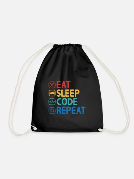 Eat Sleep Code Repeat - Turnbeutel - Schwarz