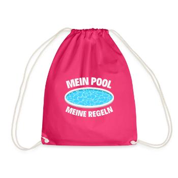 Planschbecken Swimmingpool Pool Schwimmen Geschenk - Turnbeutel - Fuchsia - Vorne