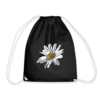 Blume weiß weiße Blumen Geschenk - Turnbeutel - Schwarz - Vorne