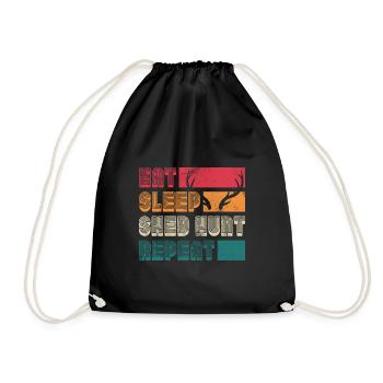Eat Sleep Shed Hunt Repeat Hunting Season Antler - Drawstring Bag - black - Front