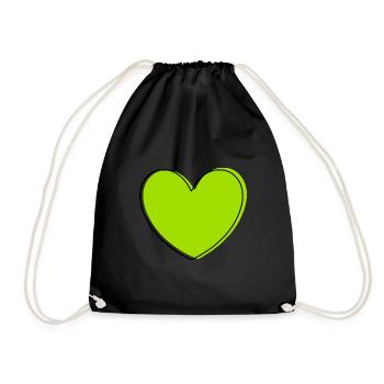 green heart green gift valentine's day - Drawstring Bag - black - Front
