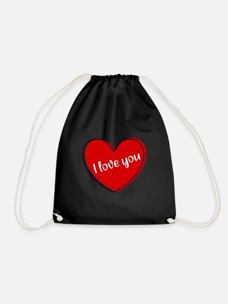 rotes Herz rot Herz Geschenk Valentinstag - Turnbeutel - Schwarz