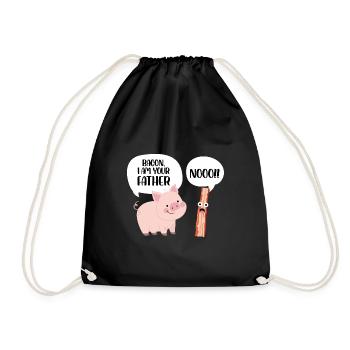 bacon I am your father Design for a pig and bacon - Drawstring Bag - black - Front