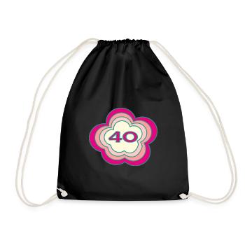 40. 40 YEARS. 40th ANNIVERSARY. BIRTHDAY 40 YEARS. - Drawstring Bag - black - Front