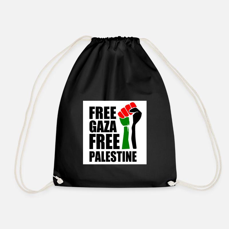 Free gaza Free palestine - Drawstring Bag - black