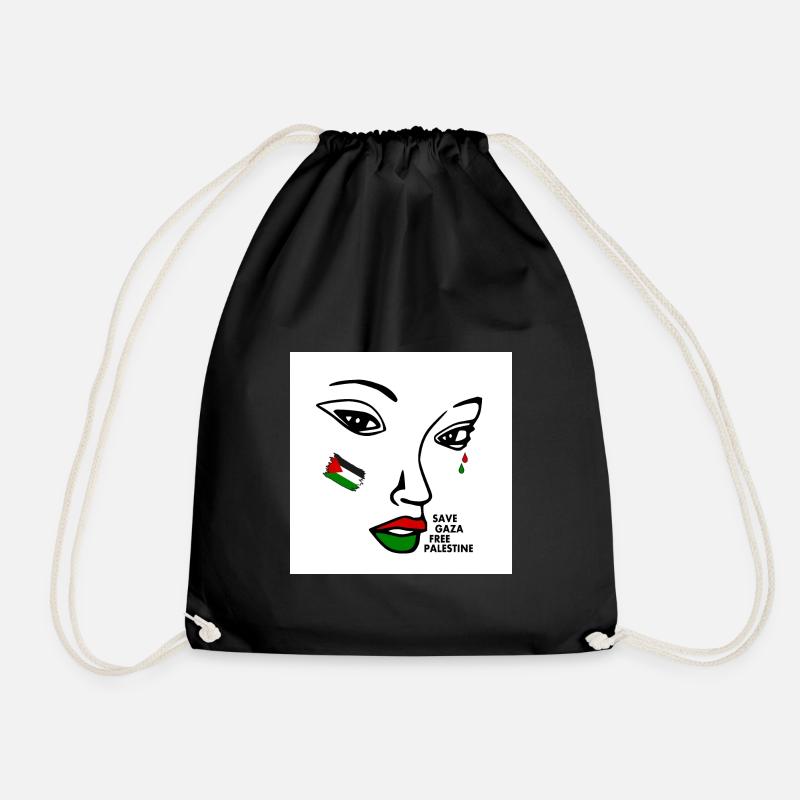 Free palestine women - Drawstring Bag - black