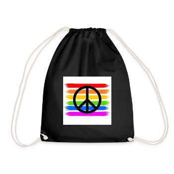 Peacezeichen auf LGBT Regenbogenfahne - Turnbeutel - Schwarz - Vorne