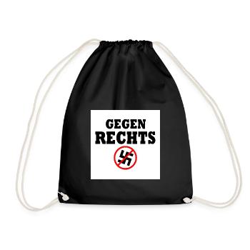 Gegen rechts - Turnbeutel - Schwarz - Vorne