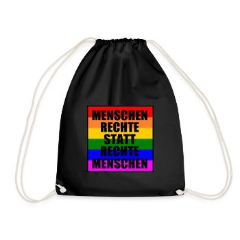 Gegen rechts - Turnbeutel - Schwarz - Vorne