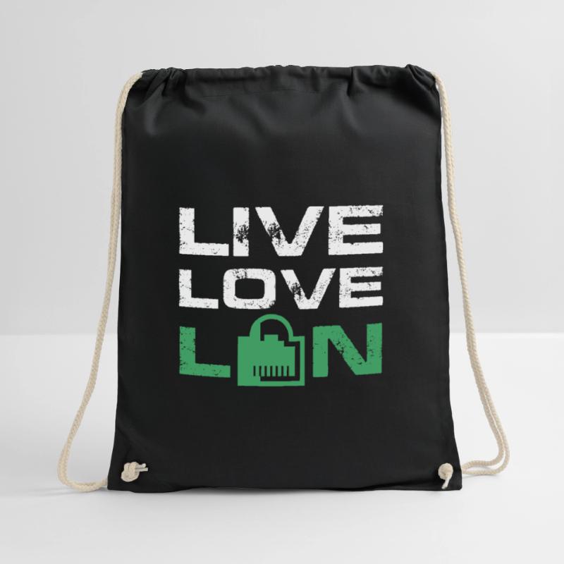 Live Love Lan IT Tech Network Admin Administration Drawstring Bag