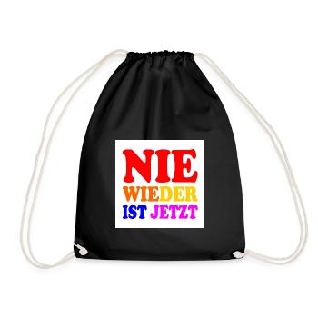 Nie wieder ist jetzt - Turnbeutel - Schwarz - Vorne