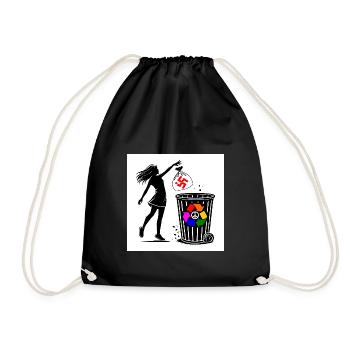 FCK NZS - Against the Right - keep your environment clean - Drawstring Bag - black - Front