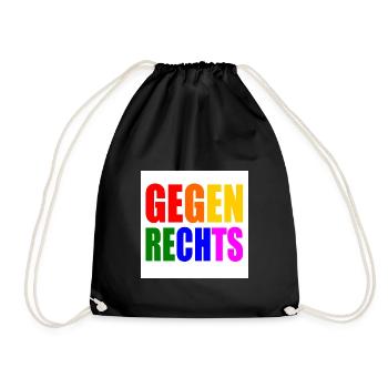 Gegen rechts - Turnbeutel - Schwarz - Vorne