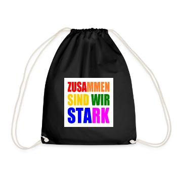 zusammen sind wir stark - Turnbeutel - Schwarz - Vorne
