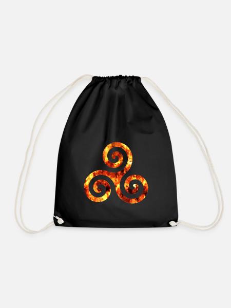 celtic symbol 1 fire - Drawstring Bag - black