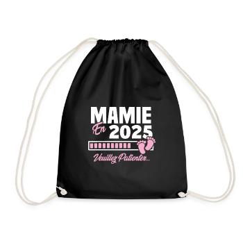 Mamie en 2025 / Cadeau future mamie 2025 - Sac de sport léger - noir - Devant