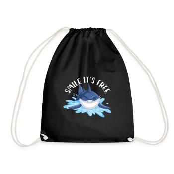 Smile It's Free Shark Week Great White Marine - Turnbeutel - Schwarz - Vorne