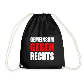 Gemeinsam gegen rechts - Turnbeutel - Schwarz - Vorne