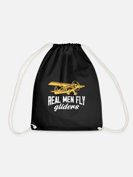Real men fly gliders Design for a rc plane - Drawstring Bag - black