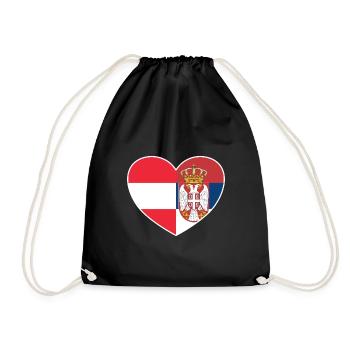 Austria - Serbia - heart - Drawstring Bag - black - Front