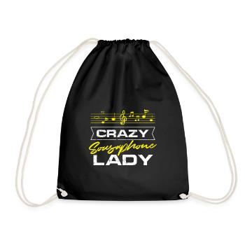 Crazy Sousaphone Lady Brass Music Sousaphonist - Drawstring Bag - black - Front