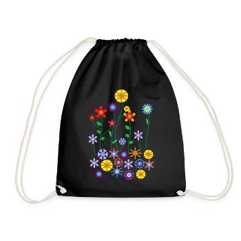 Colourful flowers - Drawstring Bag - black - Front