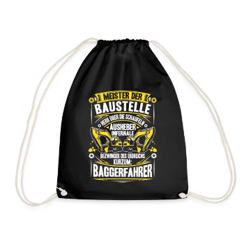 Baggerfahrer Baggerführer Baugeräteführer Bagger - Turnbeutel - Schwarz - Vorne