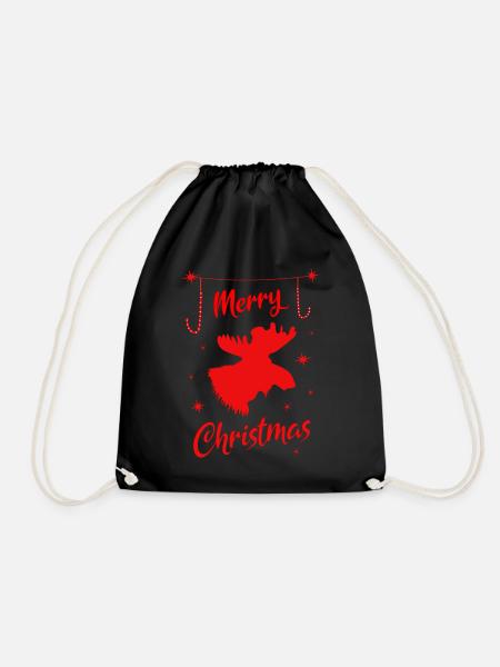 Elch Frohe Weihnachten Rentier Hirsch - Turnbeutel - Schwarz