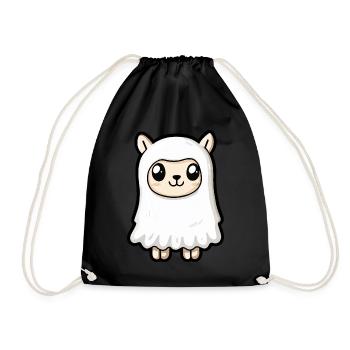 Alpaca Llama Halloween Comic Ghost - Drawstring Bag - black - Front