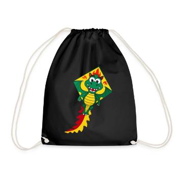 Cute Flying Kite - Drawstring Bag - black - Front