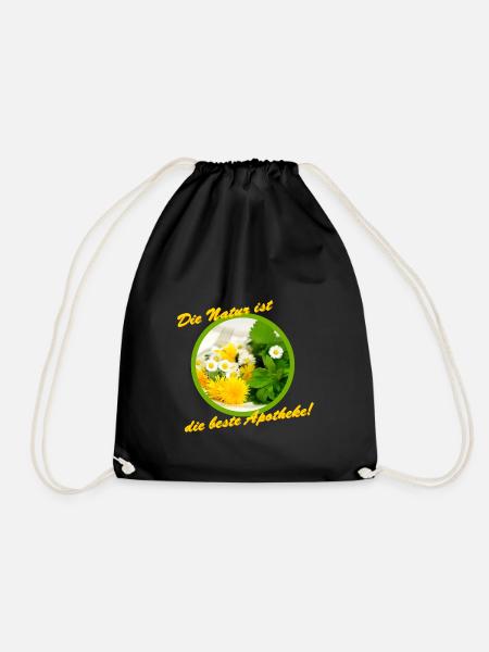 die natur ist die beste apotheke - Turnbeutel - Schwarz