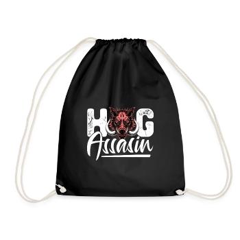 Hog Assasin Hog Head Design pour un fan de chasse au porc - Sac de sport léger - noir - Devant