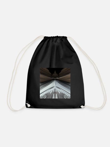 3D digital art - fractal futuristic cool - Drawstring Bag - black