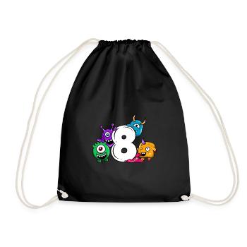 Monster eighth birthday 8 year gift - Drawstring Bag - black - Front