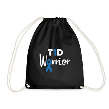 Type 1 Diabetes Warrior Diabetic Blodd Sugar - Drawstring Bag - black - Front