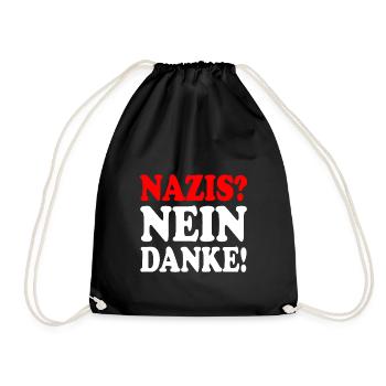 Nazis nein danke - Turnbeutel - Schwarz - Vorne