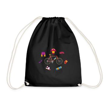 mountain bike climbing heartbeat design - Drawstring Bag - black - Front