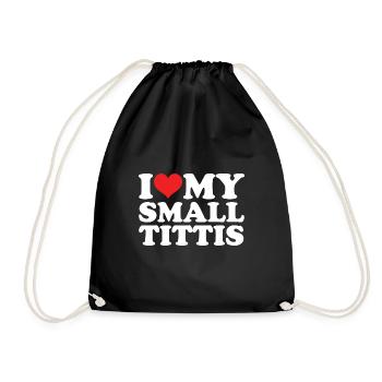 Kleine Brüste Titties Titten Busen Brust Satire - Turnbeutel - Schwarz - Vorne