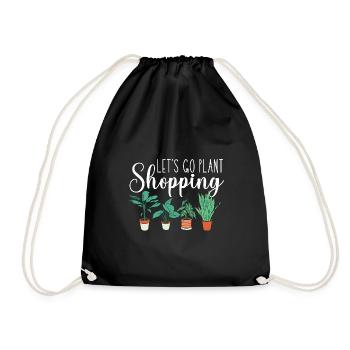 Lets Go Plant Shopping - Clay Pot Plants Gardening - Drawstring Bag - black - Front
