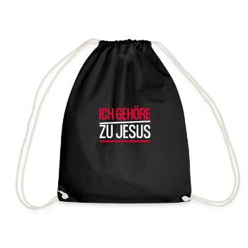 Christlicher Spruch / Ich gehöre zu Jesus - Turnbeutel - Schwarz - Vorne