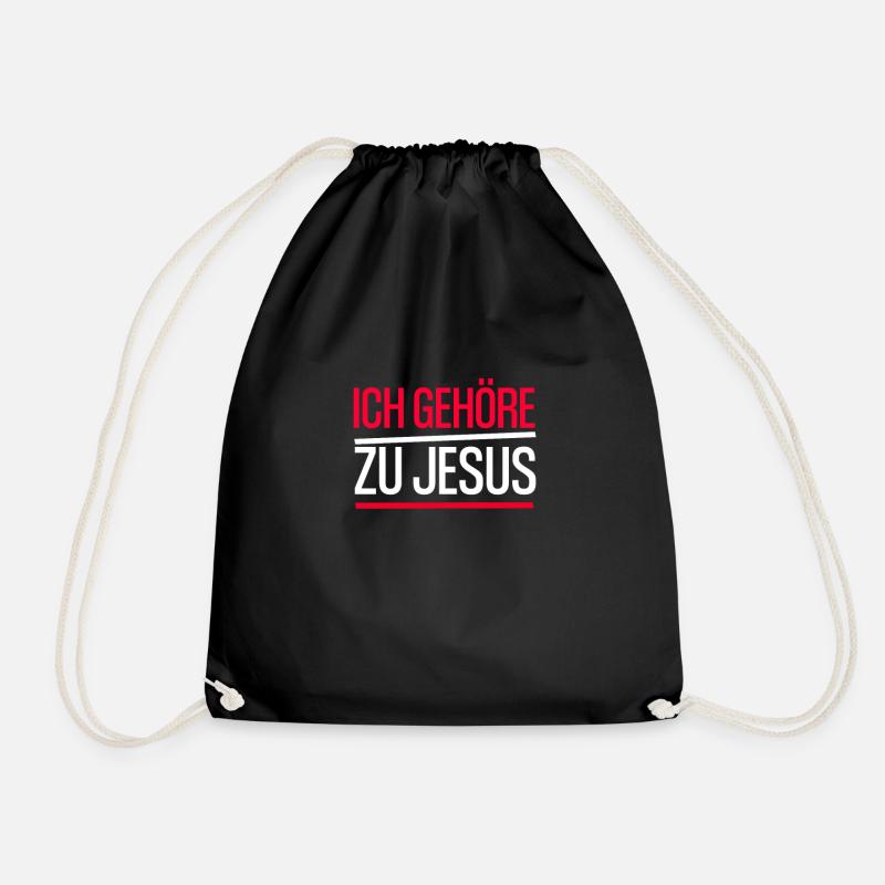 Christlicher Spruch / Ich gehöre zu Jesus - Turnbeutel - Schwarz