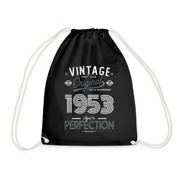 AGE TO PERFECTION 1953 birthday gift 69 years - Drawstring Bag - black - Front