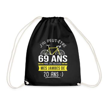 cycliste 69 ans humour anniversaire 69 ans vélo - Sac de sport léger - noir - Devant